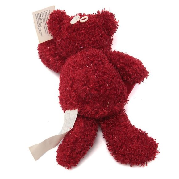 Valentines Heart Plush Bear Stuffed Animal Toy Metallic Silver Red Soft Teddy - Picture 4 of 7
